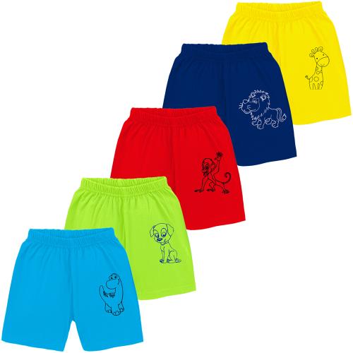 KUCHIPOO Boys and Girls Cotton Shorts KUC-SHT-119, Multicolor - Pack of 5 Shorts | Kids Wear | Shorts for Girls | Shorts for Boys | Boys Shorts | Girls Shorts | Shorts for kids | Kids Shorts