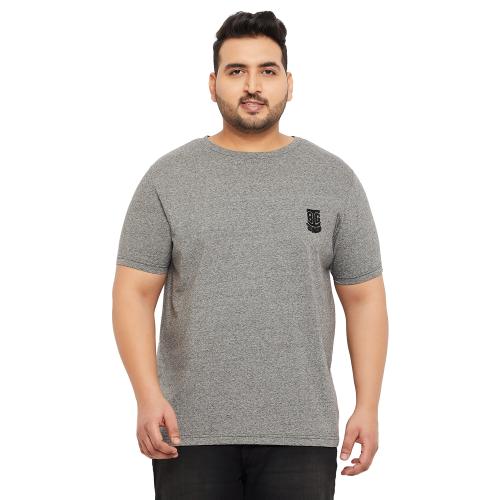 Bigbanana Men Plus Size Palter-Gray Grey Round Neck Tshirt