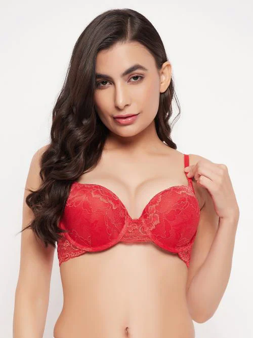 Buy Clovia Red Solid Lace Push-up Bra Online at Best Prices in India -  JioMart.