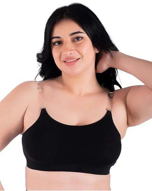 MISSVALENTINE Women's Non Padded fullcoverage Sports Bra-Juhi-(Black)-38 | Pack of 1
