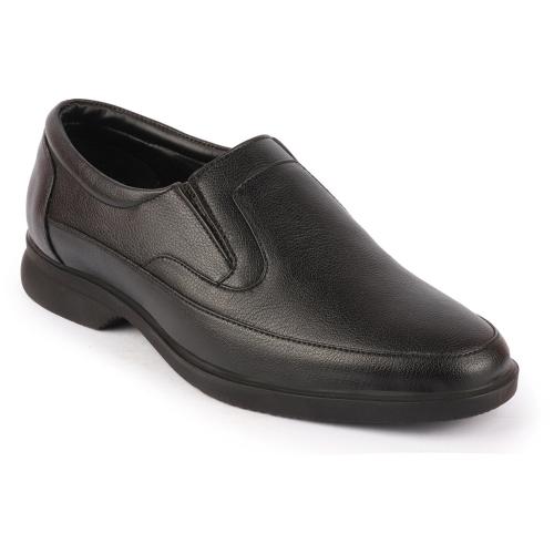 FAUSTO Men Black Formal Office Meetings All Day Long Outdoor Slip On Shoes
