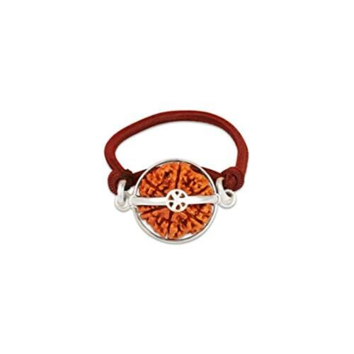 Rudra Centre Six Mukhi Rudraksha Bracelet in Silver Basket with Elastic