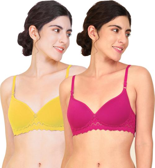 PIBU Multicolor Self Design 100% Cotton Pack Of 2 Bra