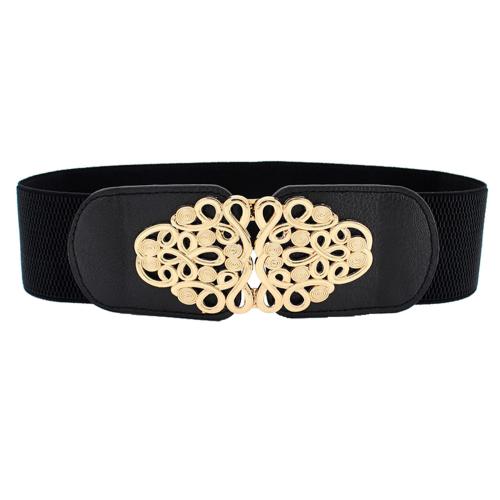REDHORNSFloral Design Women's Elastic Waist Belt For Dresses - Black