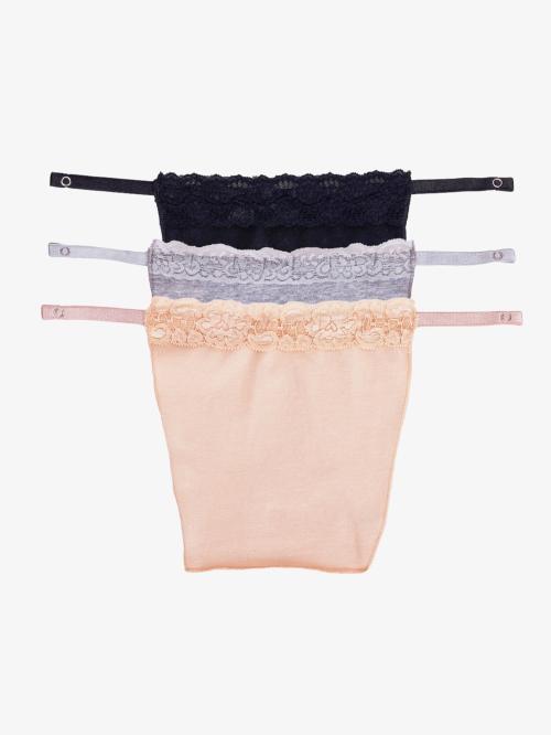 3 Spitze Clip-on Camisole - BH Einsatz Overlay Schwarz/Weiß/Beige