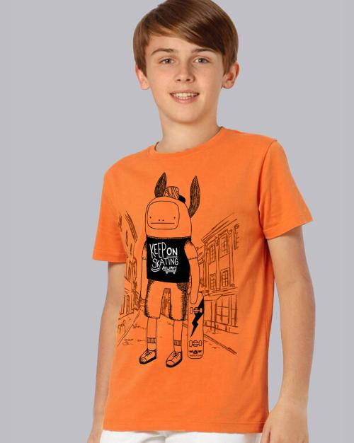 Kids Boys Generic Printed Orange Tshirt