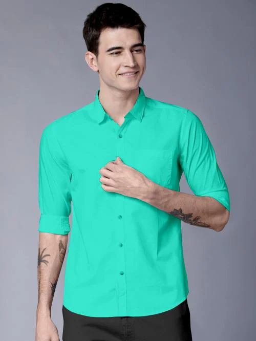 Buy men premium pure cotton full sleeve shirt for men mint green Online