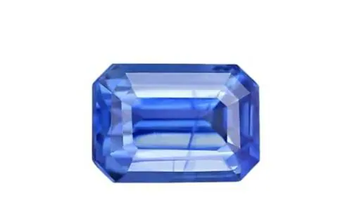 The Gallery of Gemstone Real Neelam Stone 6.75 Ratti Brilliant Emerald Cut Blue Sapphire Kashmiri