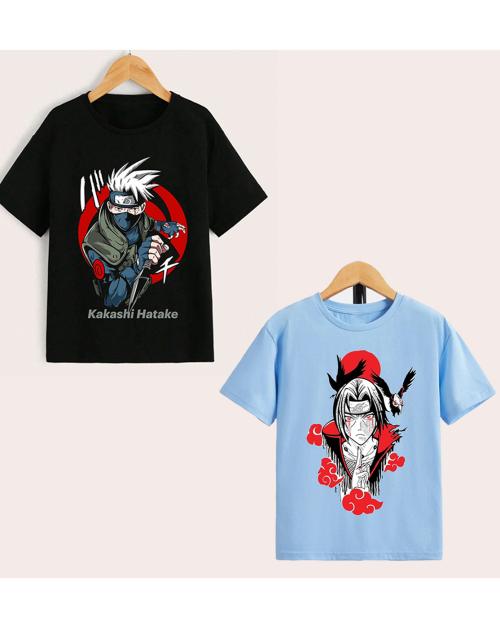 Gudpig Boys Anime Printed Tshirt (Pack of 2)