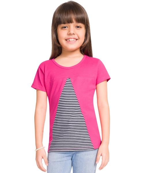 Little Funky 100% Pure Cotton Graphic Printed Regular Fit Casual Tshirts for Girls