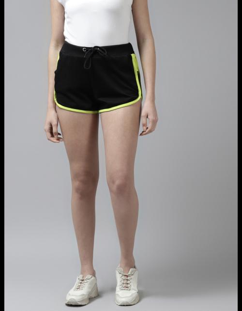 THE DRY STATE Striped Women Black Sports Shorts