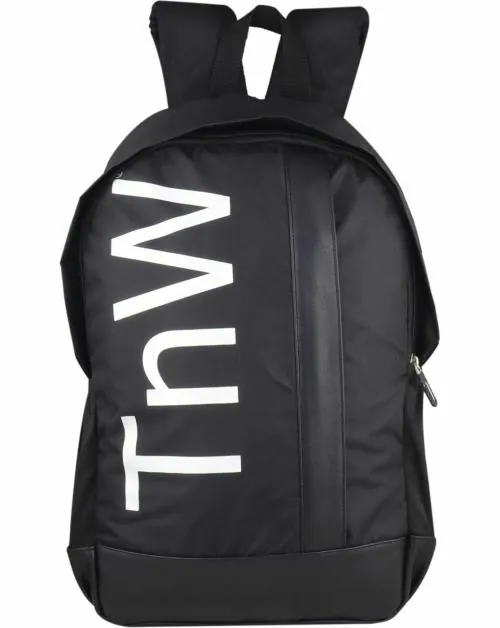 TnW Black Polyester Laptop Backpack 15.5 L