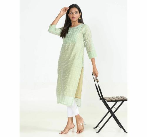 ADHURI Women Light Green Colour Kurta L Size