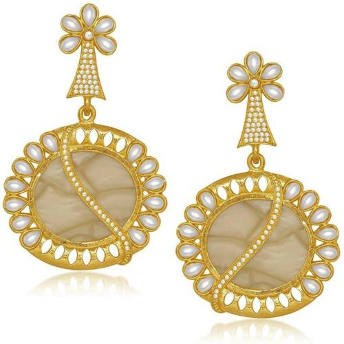 Jewelmaze Alloy, Zinc Gold-Plated Gold Drops And Danglers Earrings (Women)