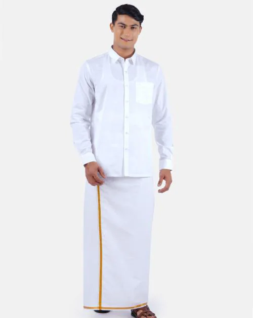 Ramraj Men White Solid Cotton Co-Ords