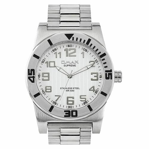 OMAX Analog Silver Watch white Dial With Silver Strap for Men - SS130