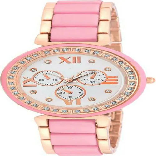 HRV White Dial Pink Strap Analog Watch For Women