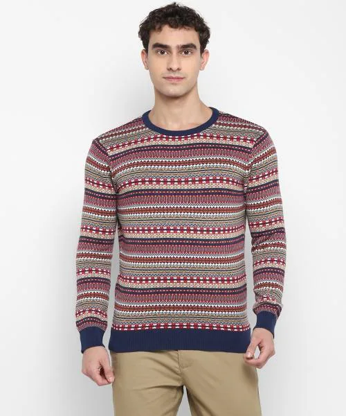 Buy Redchief Navy Blue Full Sleeves Jacquard Regular Fit Cotton Casual