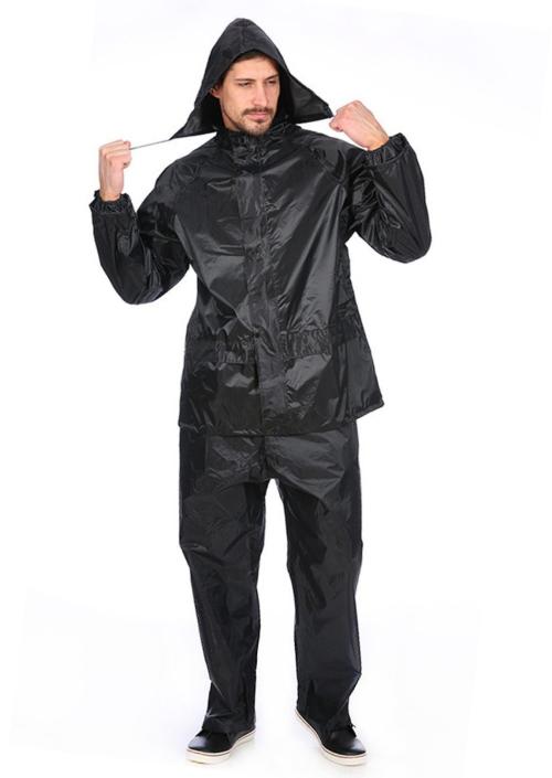 VORDVIGO Men's & Women's Rainsuit, Rainwear, Barsaati, Raincoat with Hood, Side Pocket 100% Waterproof Portable Rain Suit Size-L (Black)