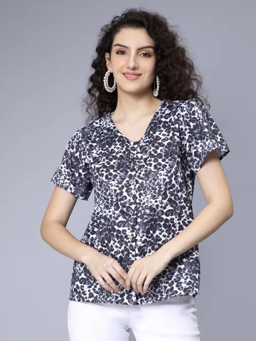 Step Queen American Crepe Tiger Printed Top For Women's.