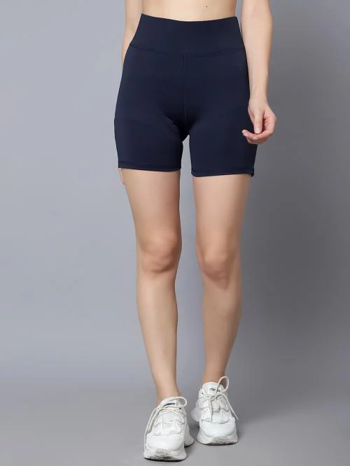 DIAZ Women's Polyester Activewear Sports Cycling Shorts|Women's Sports Shorts For Slim Fit | Sport Shorts For Workout, Yoga, Exercise, Running, Cycling, Gym Casual Wear Colour Navy Size S