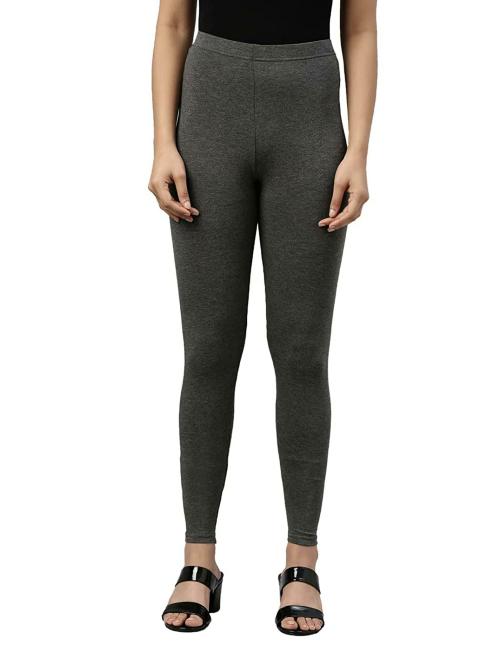 Go Colors Women Grey Solid Stretch Leggings