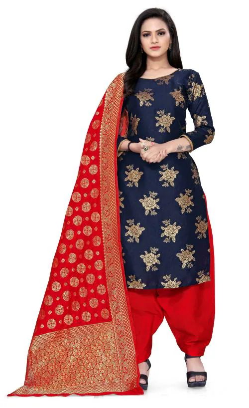 Diva's Choice Women Multicolor Self Design Cotton Silk Salwar Suit Material