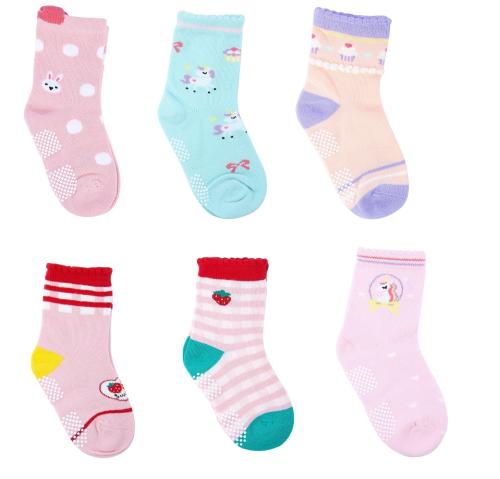 NEOBABY Cotton Anti Slip Grip Dotted Socks for Kids & Baby Girls (Assorted/Random Designs)