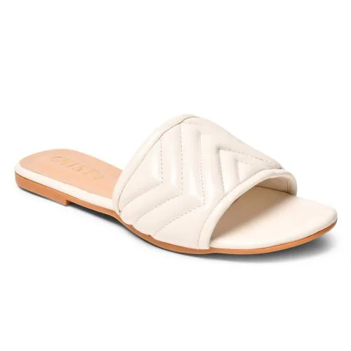 GNIST Ziczak Textured Strap White Sandal