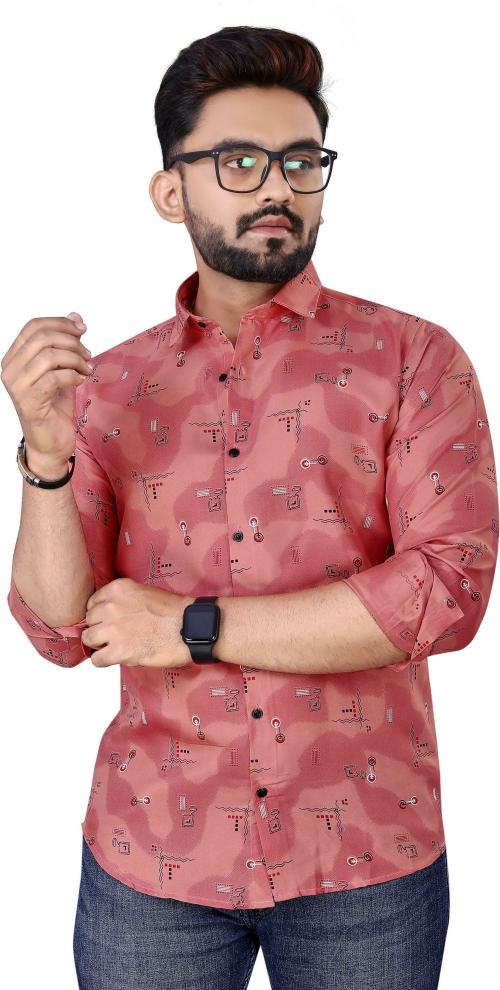 Buy Adwyn Peter Men Pink Printed Polycotton Single Shirt Online at Best