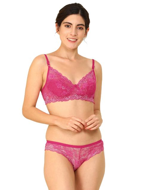 In-Curve -Women Cotton Bra Panty Set for Lingerie Set ( Pack of 1 ) ( Color : Pink )