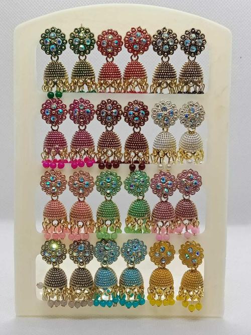 Vriti 12 Pair Combo Earring Jumka / Oxidize Earring Jumka / Golden Earring / Stone Type Earring / Small Earring Jumka For Women And Girls And Ladies.