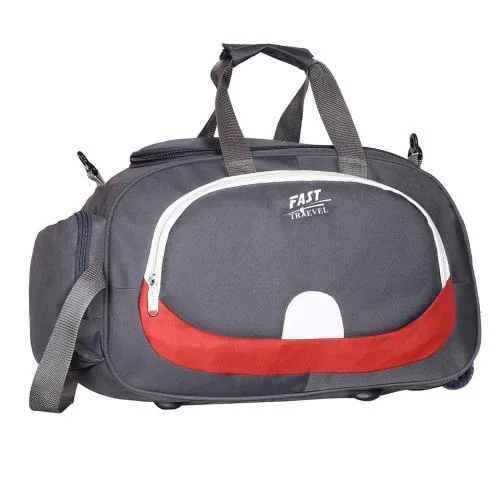 Fast Travel Light Weight Tuff Quality With Wheels Men And Women Grey Nylon Strolley Duffle Bag 45 L