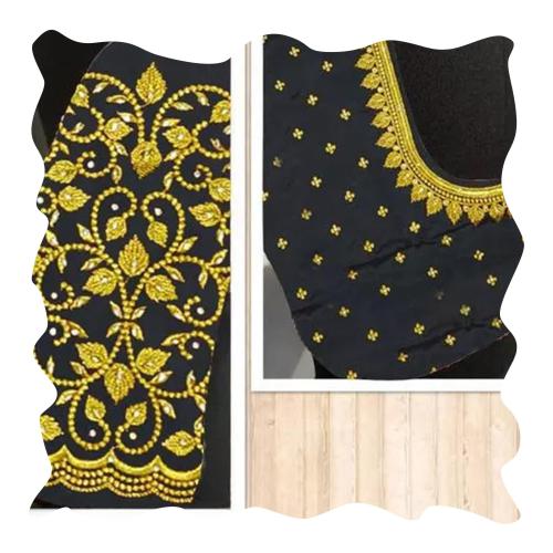 Ayush Creation Women Black Paan New Pure Silk Festival Wear Unstitched Blouse Material