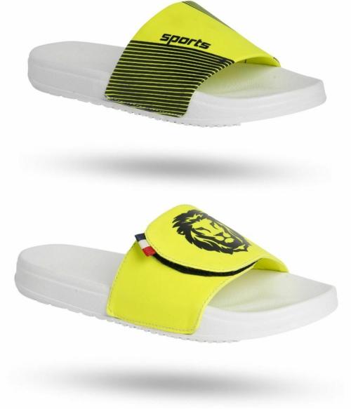 CLOSHO Yellow & Yellow Slides for Men