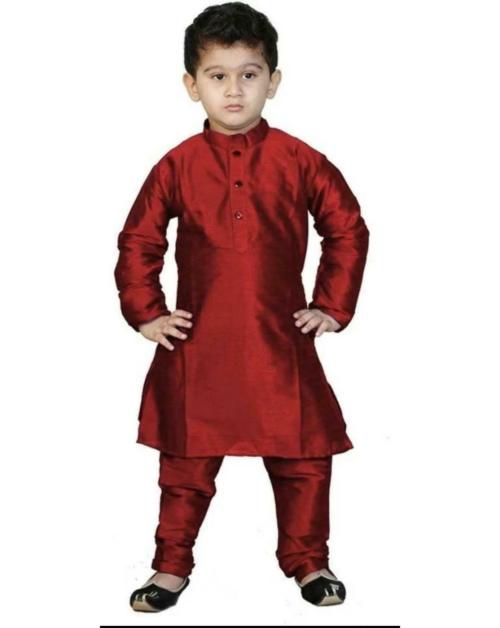 DigiMart Boys Festive & Party Kurta and Pyjama Set  (Red Pack of 1)