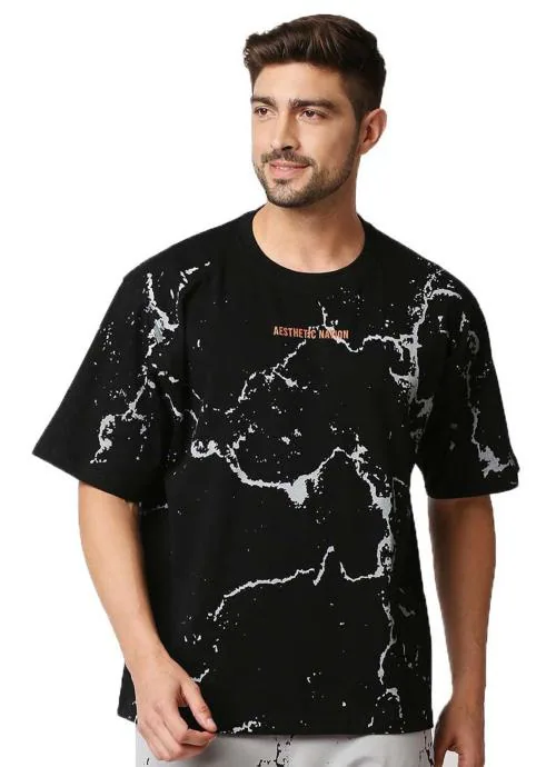 Aesthetic Nation Men Black Cotton T-Shirt (L)
