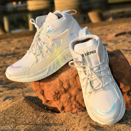 Shoeprix Premium Mesh With Silicone Sticker Boots For Men (White)