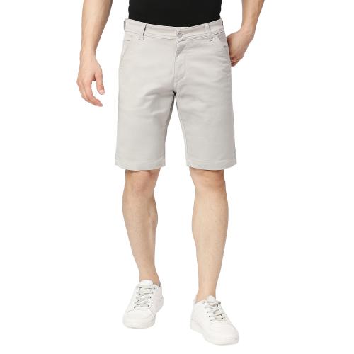TCI TRUE COLORS OF INDIA Men's Oyster Chino Shorts Straight Fit Stretch Knit Sulphur Cotton casual Shorts in solid pastel colors