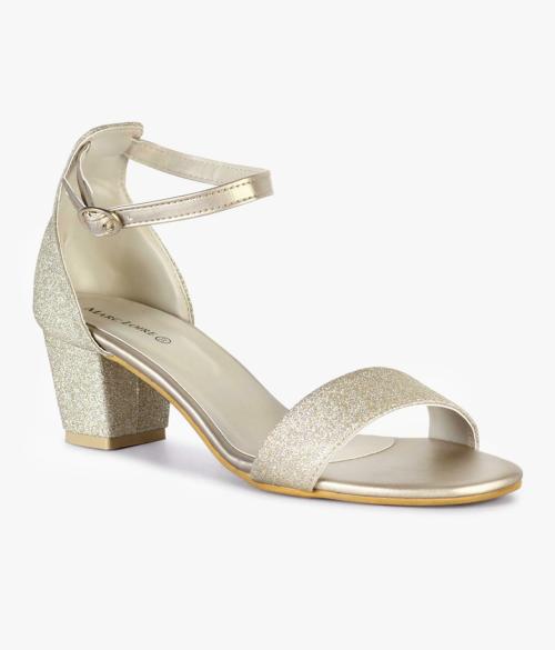 Marc Loire Women Shimmer Gold Block Heels