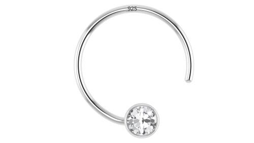 SOMYA Pure 925 Sterling Silver 2MM-White-Collate Cubic-Zirconia Nose Pin Stud for Women Girls With Certificate Of Silver Purity