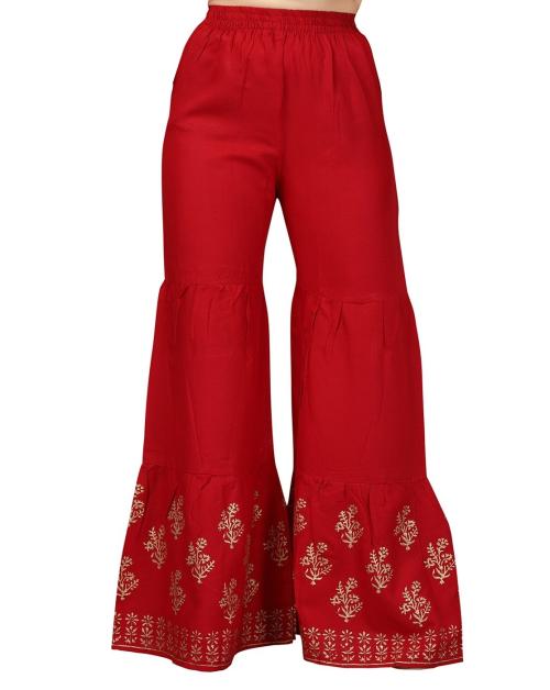 Aarika Girls Maroon Printed Sharara