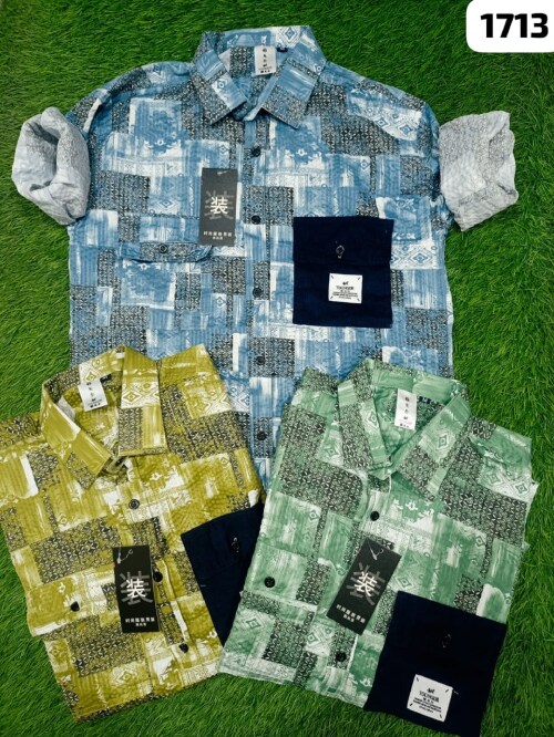 Mitansh Fashion House Fabric Cotton Pop Corn Men Regular Fit Shirt | Size L| Color- Blue|