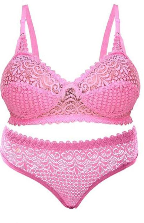 Dhandai Fashion Bra & Panty Set Self Design Lingerie Set_Pink-34A