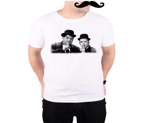 Mooch Wale Laurel & Hardy Shhhhh White Quick-Dri T-shirt For Men - White, M