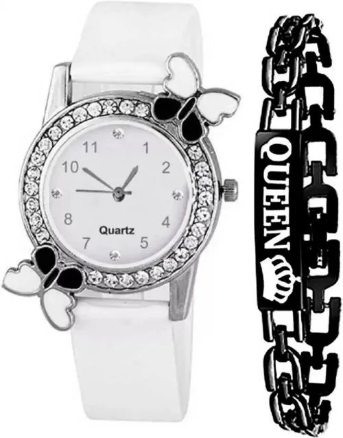 Buy Blutech White Analog Watch With Queen Bracelet For Women