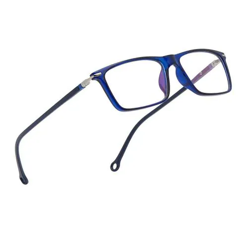 Vast Unisex Blue Ray Blocking Anti Glare UV Protection Full Frame Spectacles Eyeglasses For Mobile, Laptop, Tablet, Computer , Zero Power , Rectangle Blue, Grey