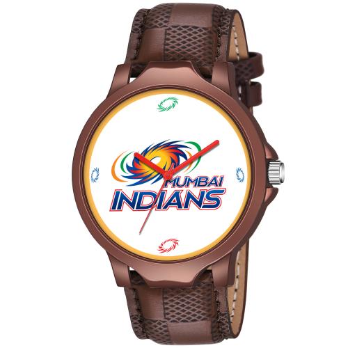 Talgo Analogue Mumbai Indian Brown Saffer Strap Wrist Watch for Men and Boys-MIBROWSFRM