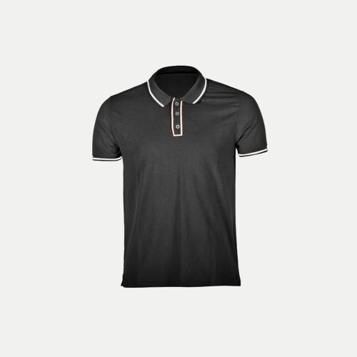 Rad Prix Men Black Cotton Contrast Tipping Polo T-shirt