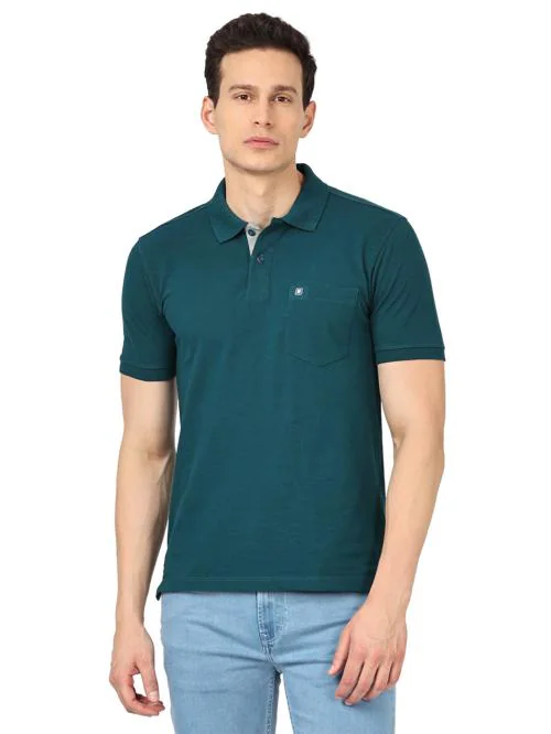 OTTO - Teal Green Plain Polo Collar T Shirt - KINGMAN_DK TEAL Size M